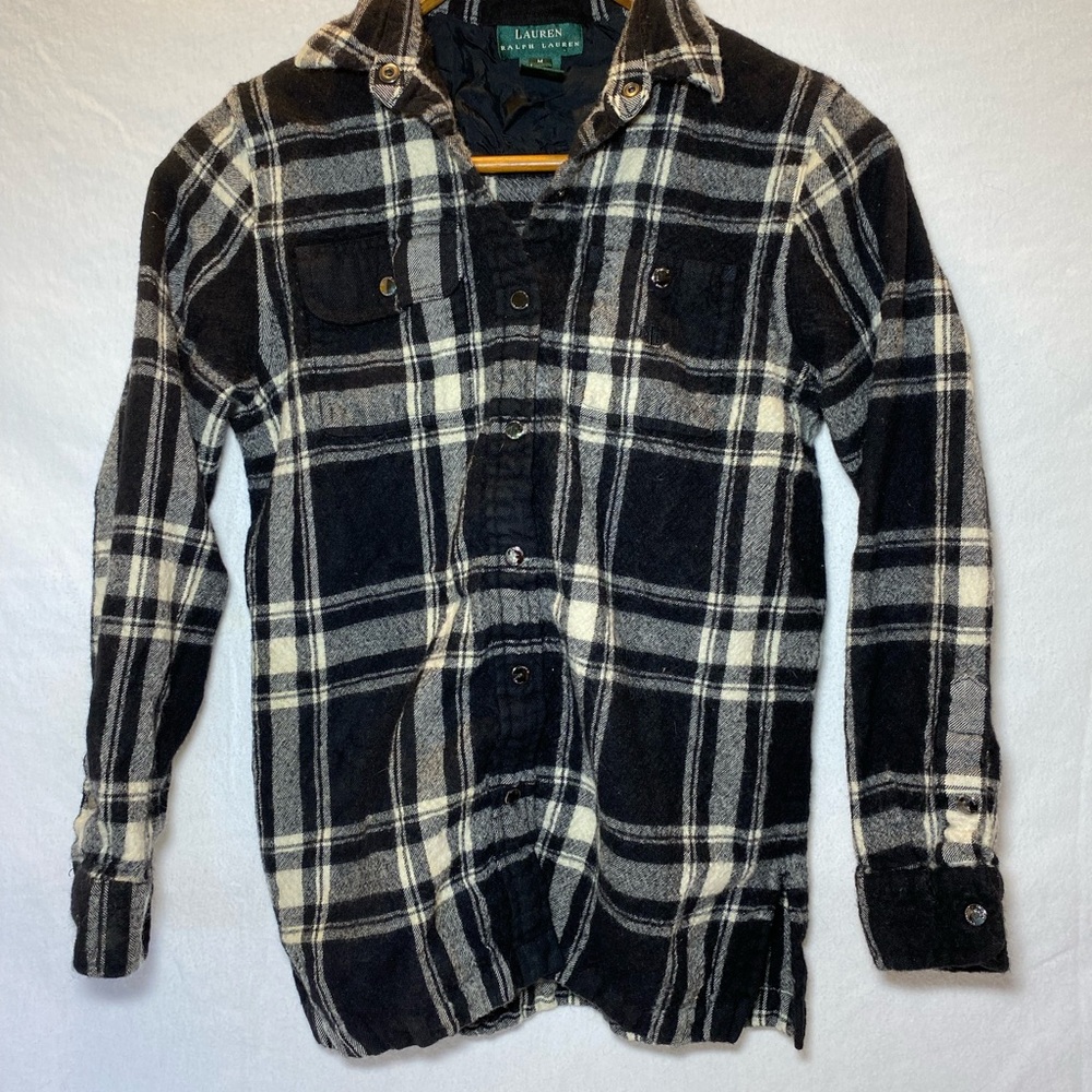 Lauren Ralph Lauren Flannel Shirt Jackson Hole Snap Plaid Wool Women’s Medium